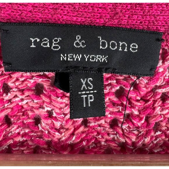 Rag & Bone Edie Cotton blend cardigan Pink preppy chunky sz XS - Picture 2 of 7